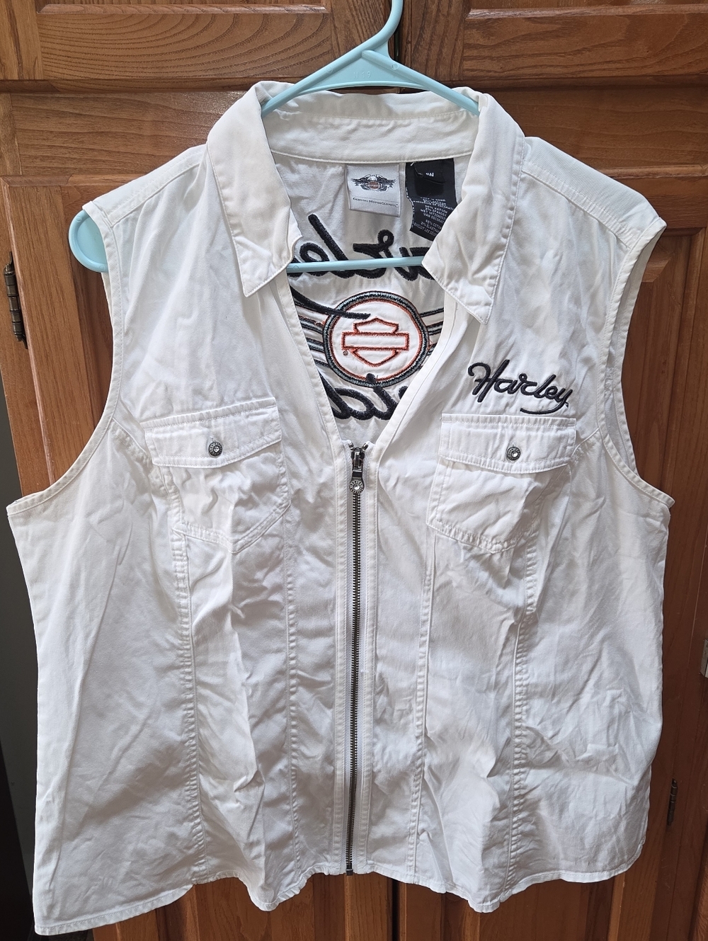 Harley-Davidson White Sleeveless Zip Front Vest Women's Size 1X